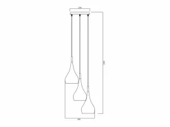 Lámpara colgante de 3 pantallas de metal brillante, L. 36 x H. 138 cm, OSARA^OZAIA Clearance