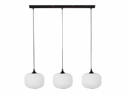 Lámpara colgante de metal y vidrio 3 pantallas, L. 99 x A. 128 cm, y blanco, GLENORA^OZAIA Sale