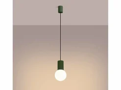 Sollux Lighting Lámpara Colgante Halo Moderno De Aluminio/Vidrio - 1 Fuentes Luminosas - L.12 X A.120 Cm - Oliva Verde Best