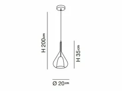 Lámpara colgante LED Lila de metal y cristal borosilicato transparente 3481-40-140 Fabas Luce Verde Discount