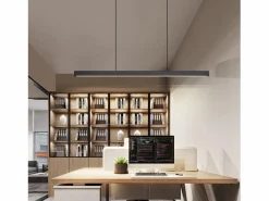 NETTLIFE Lámpara Suspendida|Lámpara colgante LED para comedor, regulable, negra, moderna, 50 W, 148,5 cm