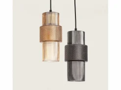 Ledkia Lámpara Suspendida|Lámpara Colgante Metal y Cristal Berila Ámbar