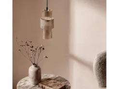Ledkia Lámpara Suspendida|Lámpara Colgante Metal y Cristal Berila Ámbar