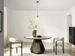OZAIA Lámpara colgante negra con cristal blanco D.14 x Alt.120 cm - LOUXOR Negro Outlet