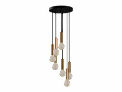 Lámpara de araña de metal de altura regulable - H. 40/136 cm - Oro - JOSETTE^OZAIA New