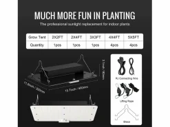 Lámpara de Crecimiento LED SucceBuy 150 W, Espectro Completo de Intensidad Variable, Diodos Samsung para Plantas de Interior, Vegetación, Floración, Invernadero Negro Hot