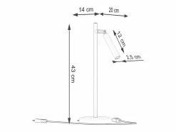 Lámpara de escritorio Brill moderno de acero - 1 fuentes luminosas 3000K - L.14 x A.43 cm -^Sollux Lighting Sale