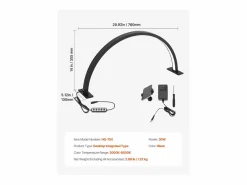 Lámpara de Escritorio, SucceBuy, Lámpara de Escritorio 30 W en Forma de Media Luna con Soporte para Teléfono - Brillo Ajustable Negro Sale