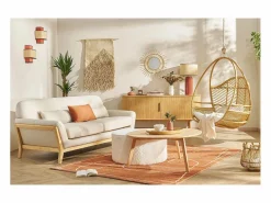 Miliboo Lámpara De Mesa|Lámpara de mesa de cerámica esmaltada con pantalla de rafia natural 64 cm MAJES