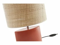 Miliboo Lámpara De Mesa|Lámpara de mesa de cerámica mate con pantalla de rafia natural 40 cm TIGA