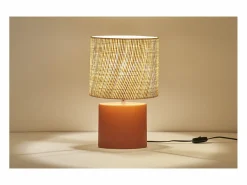 Miliboo Lámpara De Mesa|Lámpara de mesa de cerámica mate con pantalla de rafia natural 40 cm TIGA