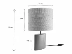 Miliboo Lámpara De Mesa|Lámpara de mesa de cerámica mate con pantalla de rafia natural 40 cm TIGA