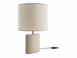 Miliboo Lámpara De Mesa|Lámpara de mesa de cerámica color mate con pantalla de lino natural TIGA