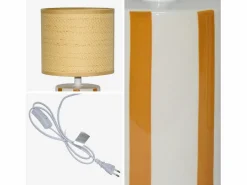 Sweeek Lámpara De Mesa|Lámpara de mesa interior cerámica pantalla de efecto de mimbre