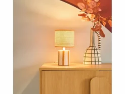 Sweeek Lámpara De Mesa|Lámpara de mesa interior cerámica pantalla de efecto de mimbre