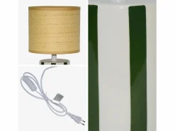 Sweeek Lámpara De Mesa|Lámpara de mesa interior cerámica pantalla de efecto de mimbre