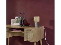 Sweeek Lámpara De Mesa|Lámpara de mesa interior cerámica pantalla de efecto de mimbre