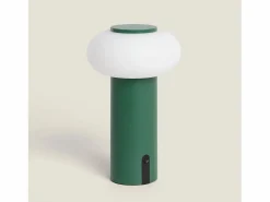 Ledkia Lámpara de Mesa LED Portátil para Exterior Metal con Batería Recargable Katse Verde Best