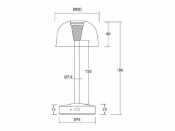 Lámpara de Mesa LED Portátil para Exterior Metal con Batería Recargable Lendora^Ledkia Sale