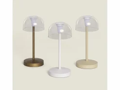Ledkia Iluminación Exterior|Lámpara de Mesa LED Portátil para Exterior Metal con Batería Recargable Lendora Latón