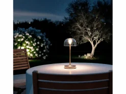 Ledkia Iluminación Exterior|Lámpara de Mesa LED Portátil para Exterior Metal con Batería Recargable Lendora Latón