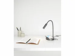 Lámpara de mesa LED Stem 5W negra, luz cálida, carga inalámbrica y cabezal ajustable Negro Best