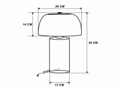 OZAIA Lámpara de mesa seta de metal, D. 26 x A. 39 cm, , WINDY Negro New