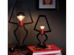 Lámpara de mesa Silhouette Ø22x33 cm Hierro perforado Diseño decorativo moderno Made in Italy Conexión E14 Elegante complemento de decoración Negro