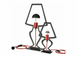 Lámpara de mesa Silhouette Ø22x33 cm Hierro perforado Diseño decorativo moderno Made in Italy Conexión E14 Elegante complemento de decoración Negro