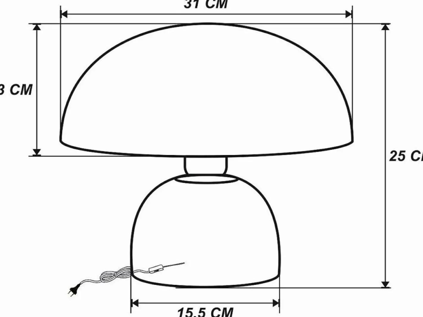 OZAIA Lámpara de mesa tipo seta de metal, D. 31 x Alt. 25 cm, , SIDNEY Beige Best