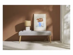 Lámpara de mesa étnica de cerámica blanca mate con pantalla de rafia TIGA^Miliboo Best
