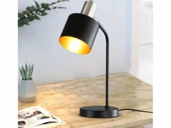 Lámpara de mesilla de noche vintage con cable E27, lámpara de escritorio negra y dorada, lámpara de lectura giratoria^NETTLIFE Online