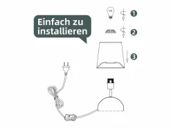 NETTLIFE Lámpara de mesita de noche , juego de 2, cable , tela pequeña, diseño moderno Negro