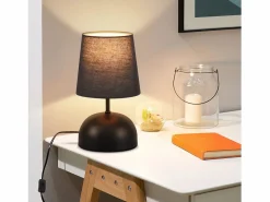 NETTLIFE Lámpara de mesita de noche , juego de 2, cable , tela pequeña, diseño moderno Negro