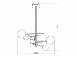Lámpara de metal asimétrica 6 globos, L.72 x H. 116 cm, brillante, NAKINA^OZAIA
