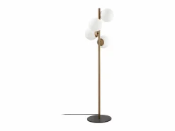 OZAIA Lámpara de metal y cristal 4 globos FAZE - Alt. 130 cm - y blanco Dorado Best