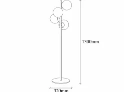 OZAIA Lámpara de metal y cristal 4 globos FAZE - Alt. 130 cm - y blanco Dorado Best