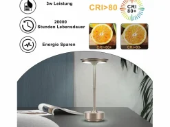 NETTLIFE Lámpara de noche inalámbrica , lámpara de mesa LED a batería, lámpara táctil regulable con batería recargable por USB, paquete de 2 Gris Online