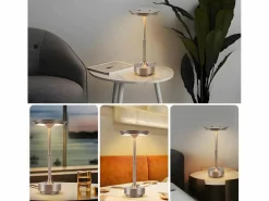 NETTLIFE Lámpara de noche inalámbrica , lámpara de mesa LED a batería, lámpara táctil regulable con batería recargable por USB, paquete de 2 Gris Online