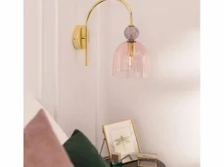 Lámpara de Pared Metal y Cristal Baudelaire Rosa^Ledkia New