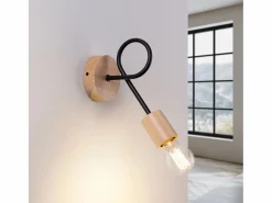Lámpara de pared Sparkon minimalista de acero/madera - 1 fuentes luminosas 4000K - L.10 x A.24 cm - /madera natural^Sollux Lighting Clearance