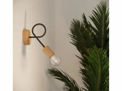 Lámpara de pared Sparkon minimalista de acero/madera - 1 fuentes luminosas 4000K - L.10 x A.24 cm - /madera natural^Sollux Lighting Clearance