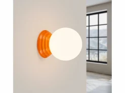 Sollux Lighting Lámpara de pared Zori minimalista de cerámica/vidrio vidriado - 1 fuentes luminosas - L.12 x A.12 cm - Naranja Outlet