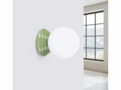 Sollux Lighting Aplique Para Pared|Lámpara de pared Zori minimalista de cerámica/vidrio vidriado - 1 fuentes luminosas - L.12 x A.12 cm - oliva