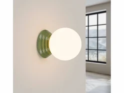 Sollux Lighting Aplique Para Pared|Lámpara de pared Zori minimalista de cerámica/vidrio vidriado - 1 fuentes luminosas - L.12 x A.12 cm - oliva