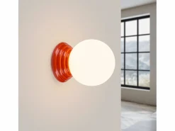 Sollux Lighting Aplique Para Pared|Lámpara de pared Zori minimalista de cerámica/vidrio vidriado - 1 fuentes luminosas - L.12 x A.12 cm - durazno