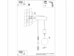 Sollux Lighting Aplique Para Pared|Lámpara de pared Zynto desván de madera/vidrio - 1 fuentes luminosas 3000K - L.6 x A.67 cm - madera natural//negro
