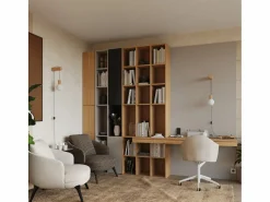 Sollux Lighting Aplique Para Pared|Lámpara de pared Zynto desván de madera/vidrio - 1 fuentes luminosas 3000K - L.6 x A.67 cm - madera natural//negro