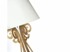 Lámpara de pie Circeo 60x180 cm Estructura de hierro blanco con pantalla color arena Diseño vintage moderno con interruptor de pie Made in Italy Multicolor Outlet
