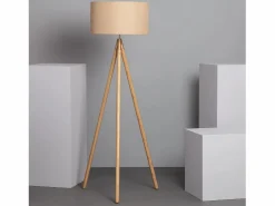 Ledkia Lámpara de Pie de Madera y Tela Wolby Beige Multicolor New